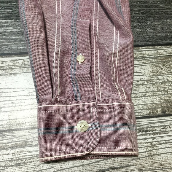 Vtg Eddie Bauer Striped Button Shirt Men’s L Red 100% Cotton Singapore - Picture 5 of 8